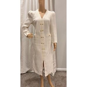 Zara Elegant Cream Long Sleeve Dress